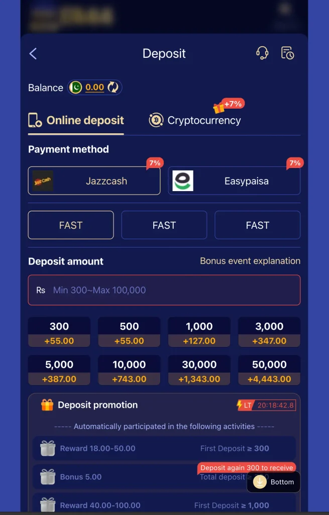 deposit and withdrawal of e444 game