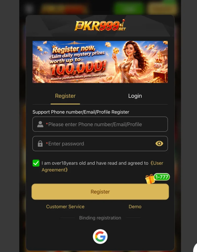 pkr999 game registration and login 2026